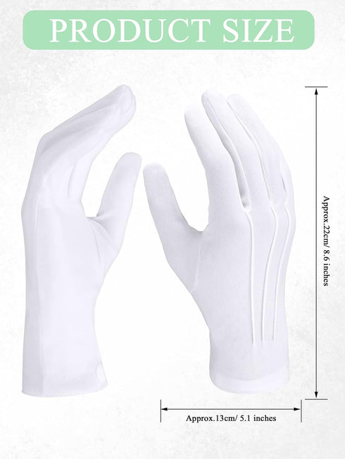 SATINIOR 6 Pairs White Gloves Uniform Gloves Parade Costume Gloves for Police Server Funeral Formal Tuxedo Guard...